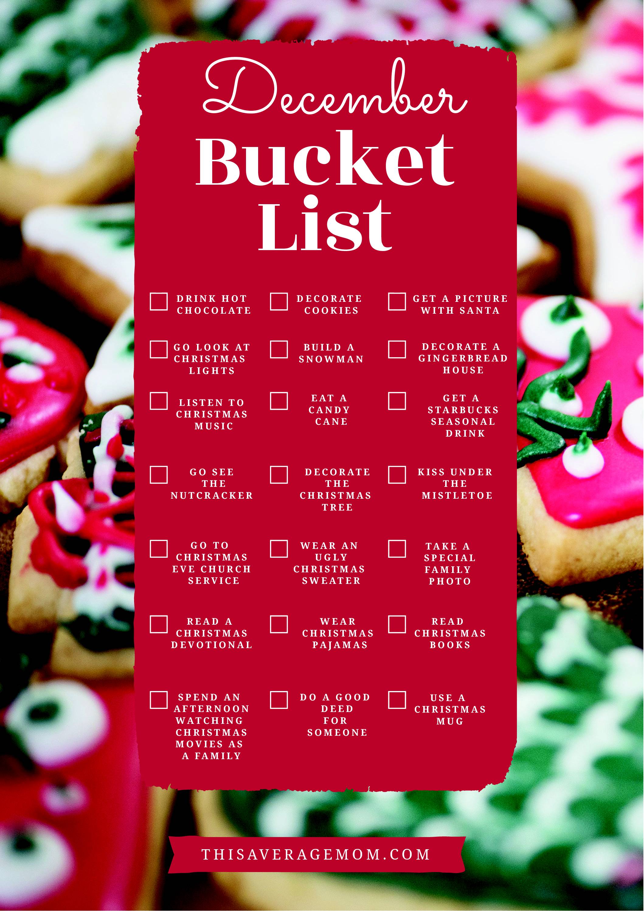 Our family made a December bucket list full of fun holiday ideas--and I’m sharing it with you! We love the Christmas season and wanted to write down all the ways we plan on enjoying the most wonderful time of the year! #holidays #christmas #cheer 