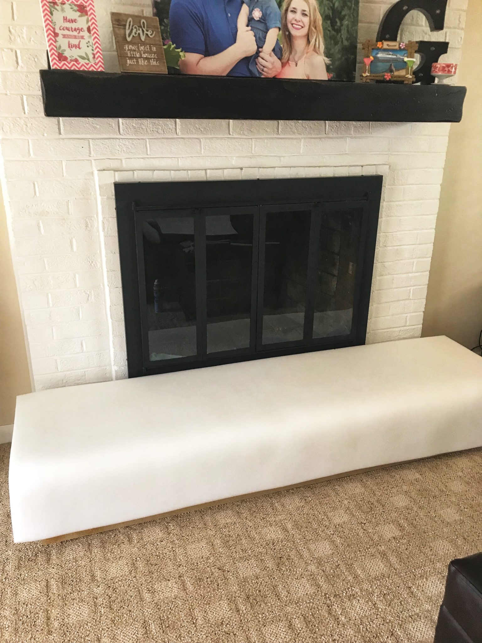 White Pool Noodles! DIY Fireplace Brick Guard  Baby proof fireplace, Diy  fireplace, Childproof fireplace