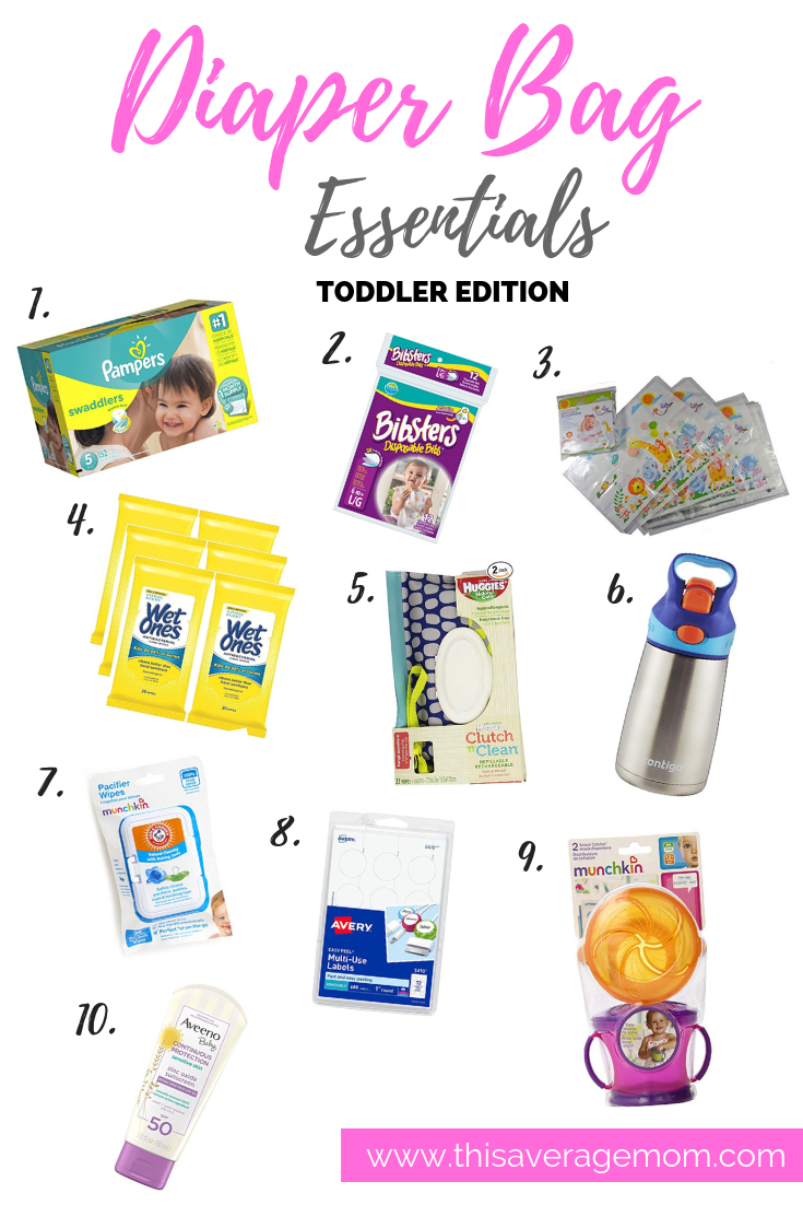 What do you need to have in a diaper bag? As our babies grow into toddlers, the things we need change…but the bag remains. Today on the blog, I’m rounding up ten diaper bag essentials—from the right wipe case to sunscreen to my new favorite trick for toddler and preschooler potty time on the run, I’ve got you covered! #diaperbag #motherhood #whatsinyourbag