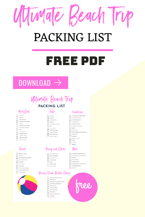 Not sure what to pack for your beach vacation with the kids? Don’t worry! I’ve got a free printable PDF that you can download! Grab your bags and a pen...and get packing! #summer #beach #vacation