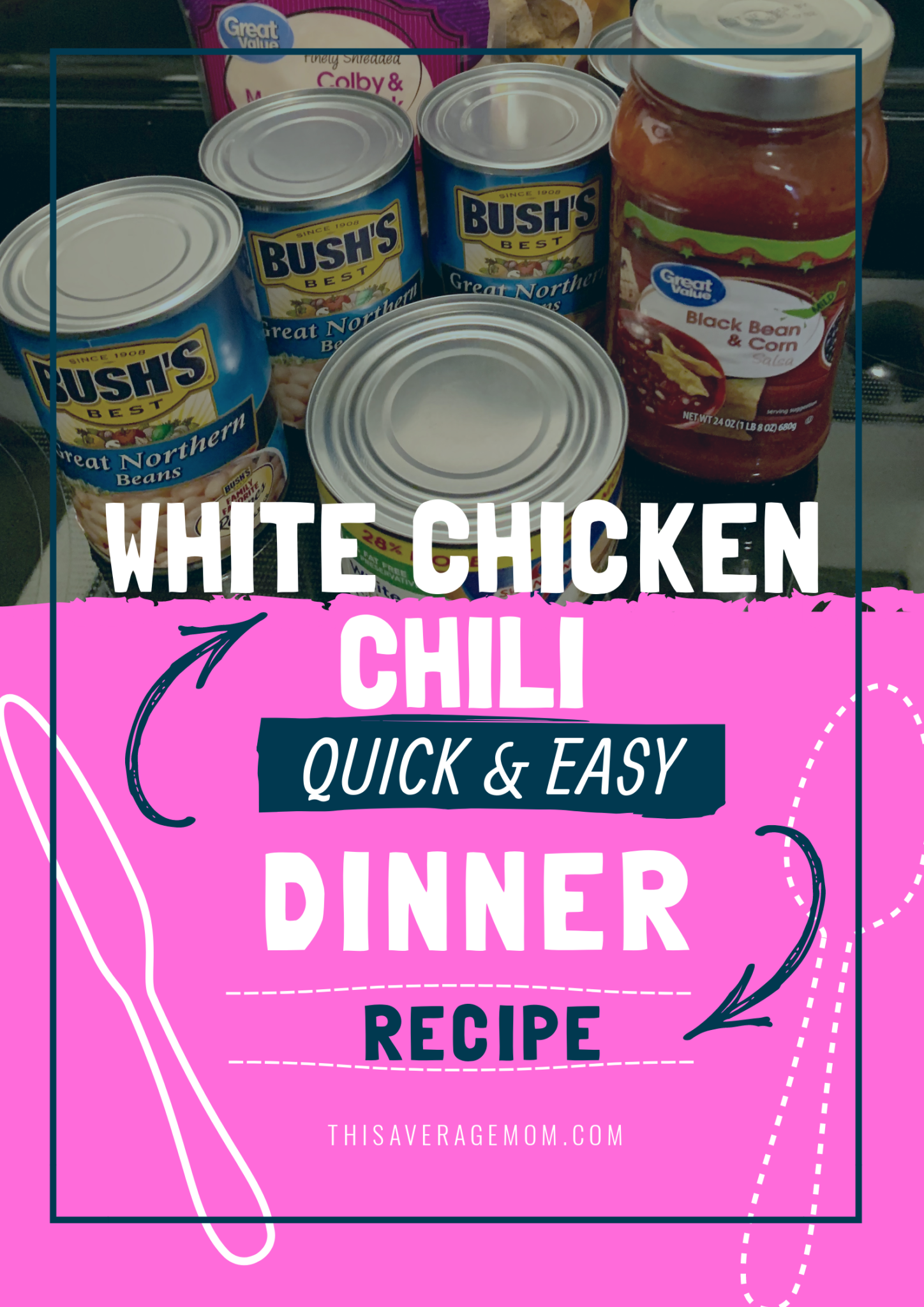 Need an easy dinner idea? Here’s the recipe for white chicken chili. Make this in about 20 minutes with NO PREP. #recipes #easydinner