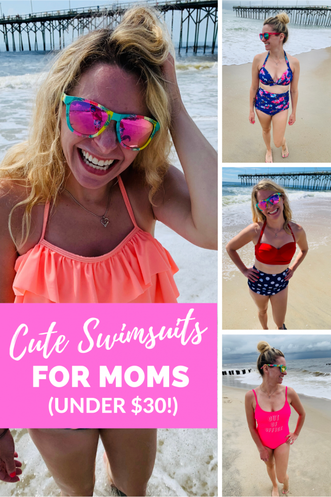 Need some budget-friendly and mom-friendly swim suits? I've got a few cute bathing suits for you! #summer #momlife 